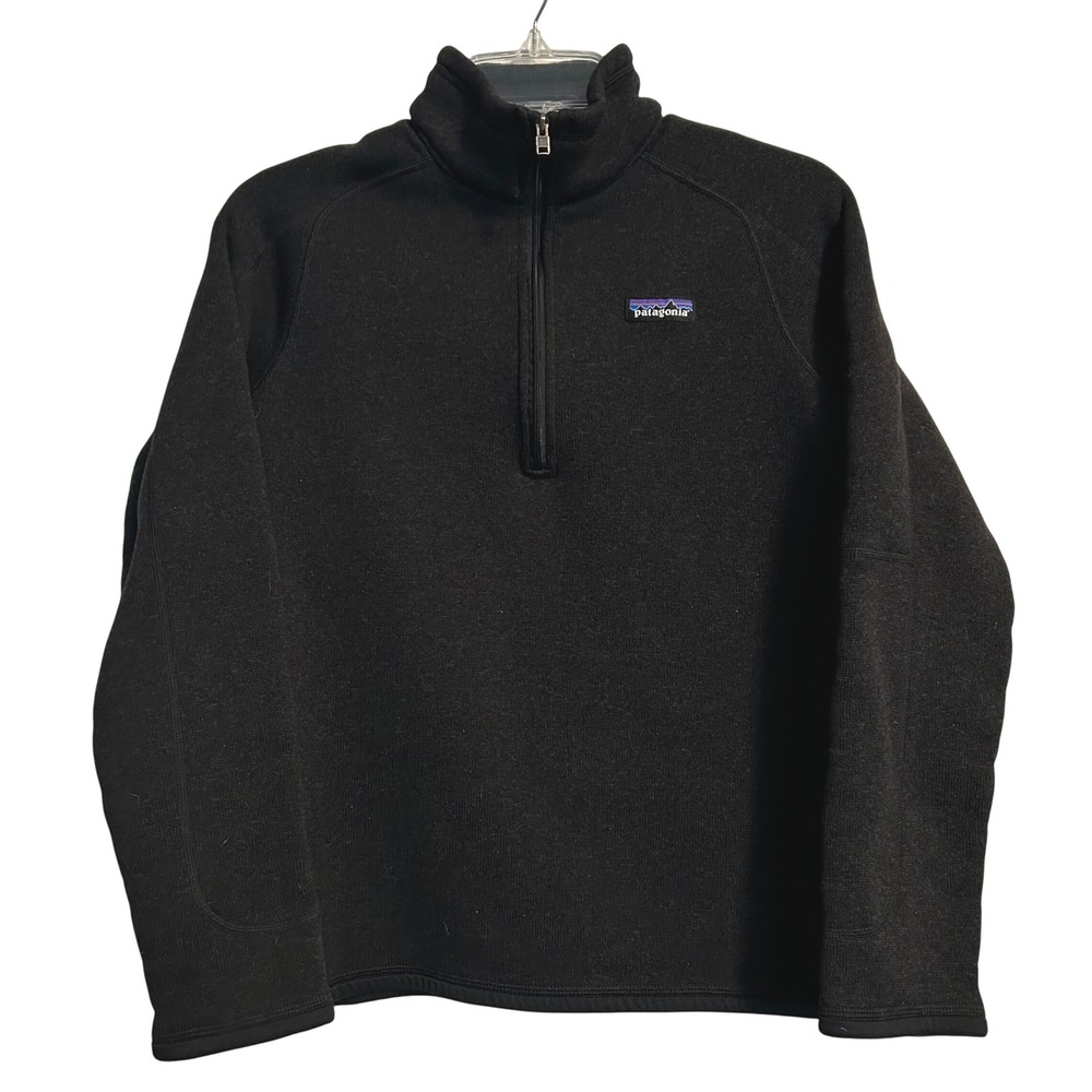 Patagonia Kids Fleece Pullover Black Size L Quarter Zip Long Sleeve